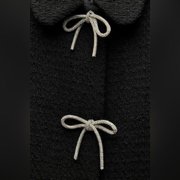 ZARA BOW BUTTON TEXTURED JACKET - Picture 6 of 6